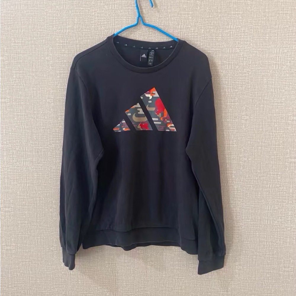 adidas Black Sweatshirt with Multicolor Logo